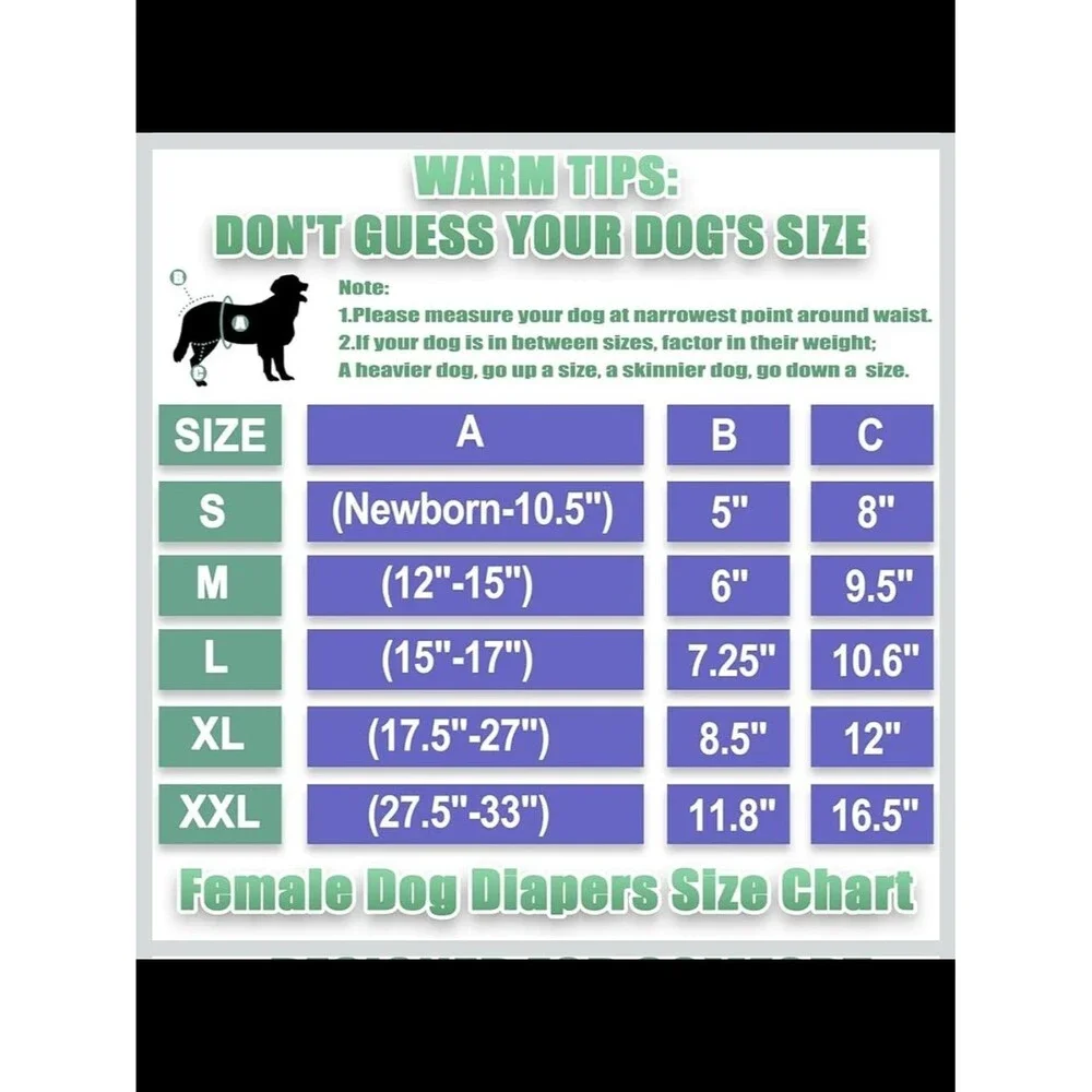 New! Washable Reusable Female Dog Diapers Highly Absorbent XL 6-pack
